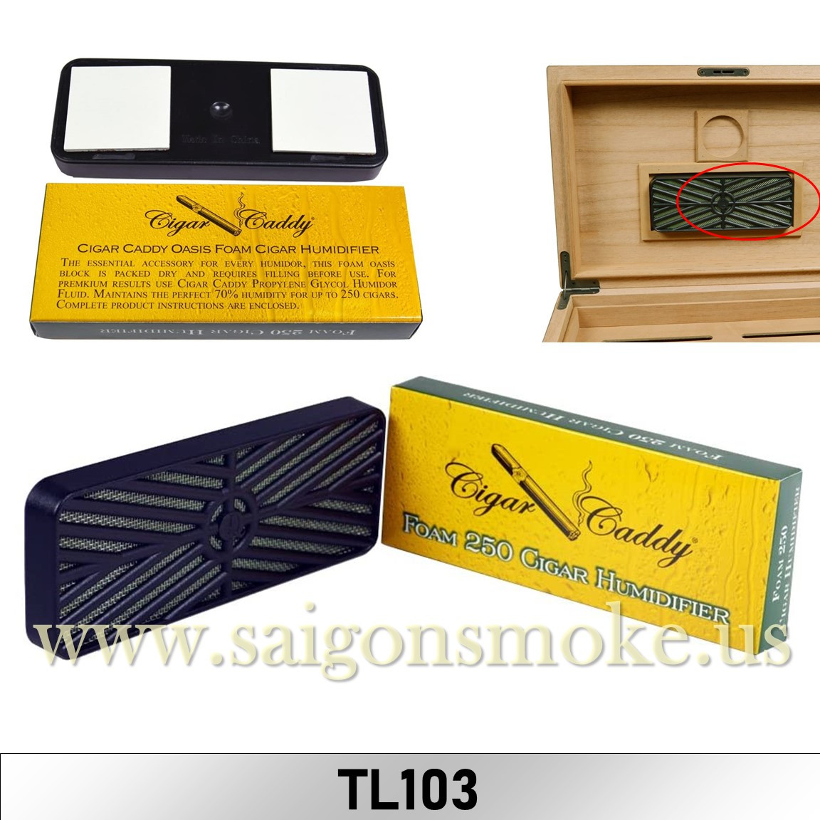 Cigar Caddy Cấp Ẩm Chữ Nhật 250 – Màu đen