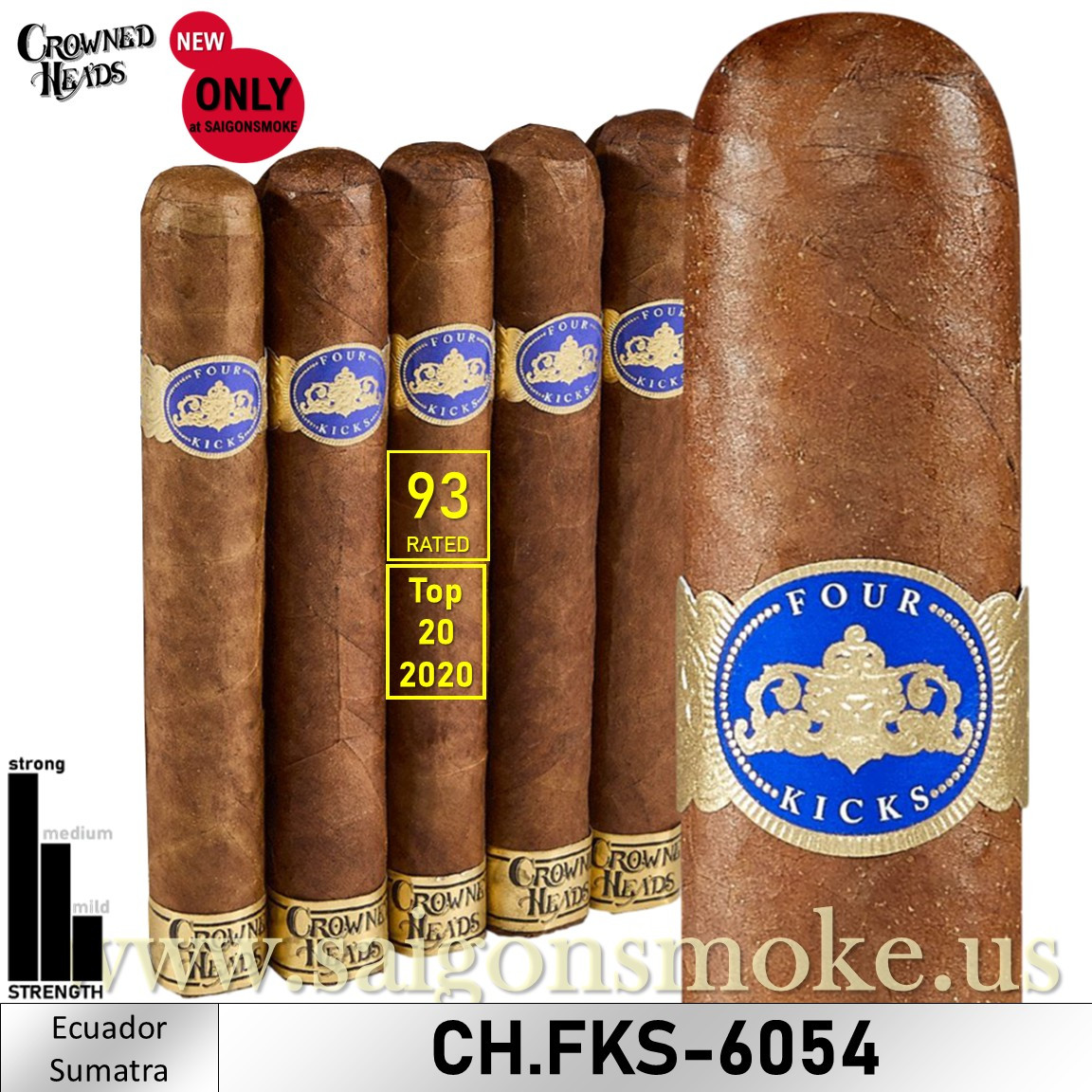 Crowned Heads Four Kicks Capa Especial Sublime Sumatra Toro 6x54 (Gói 5) - blue