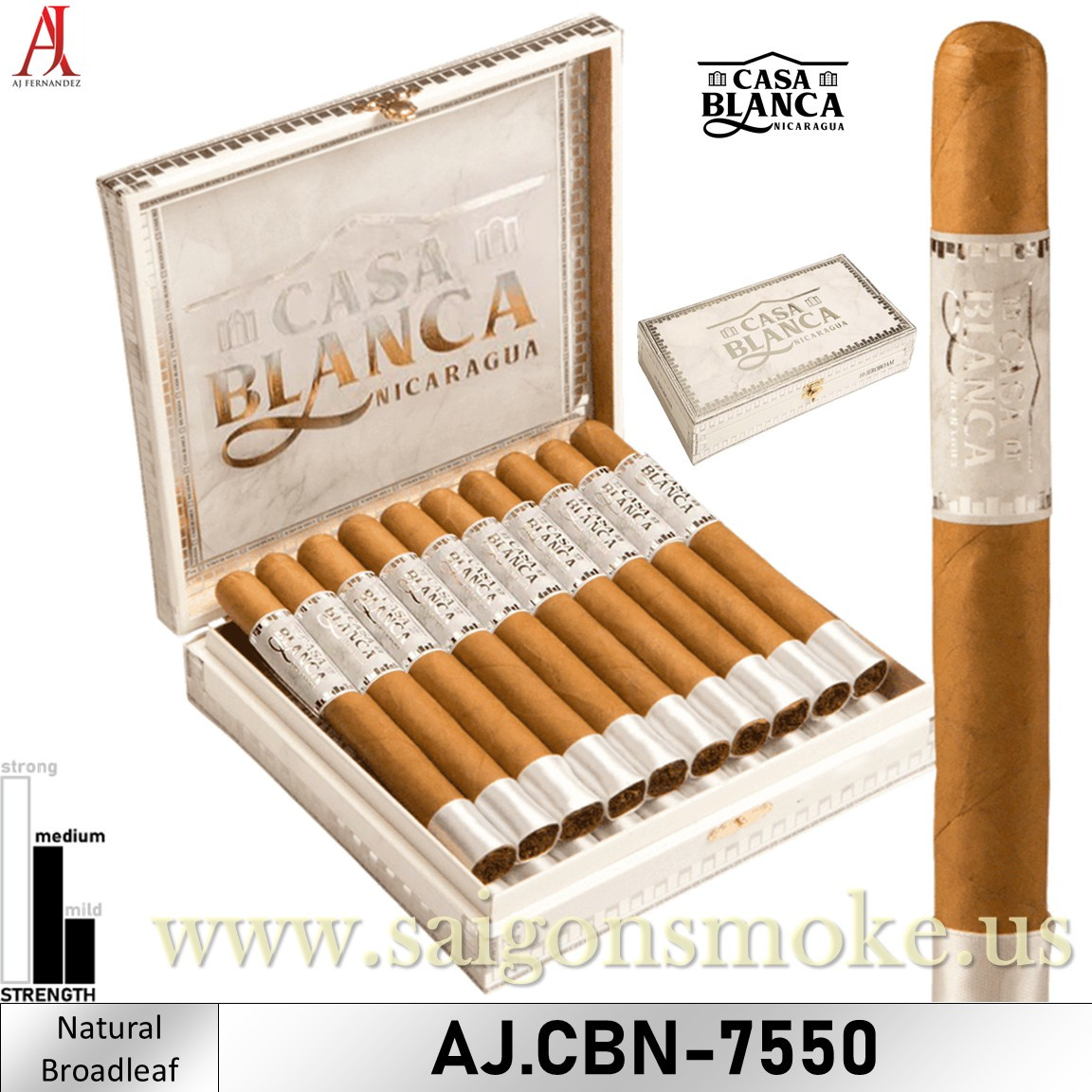 AJ Fernandez Casa Blanca Nicaragua Natural Presidente 7.5×50 (Hộp 20)