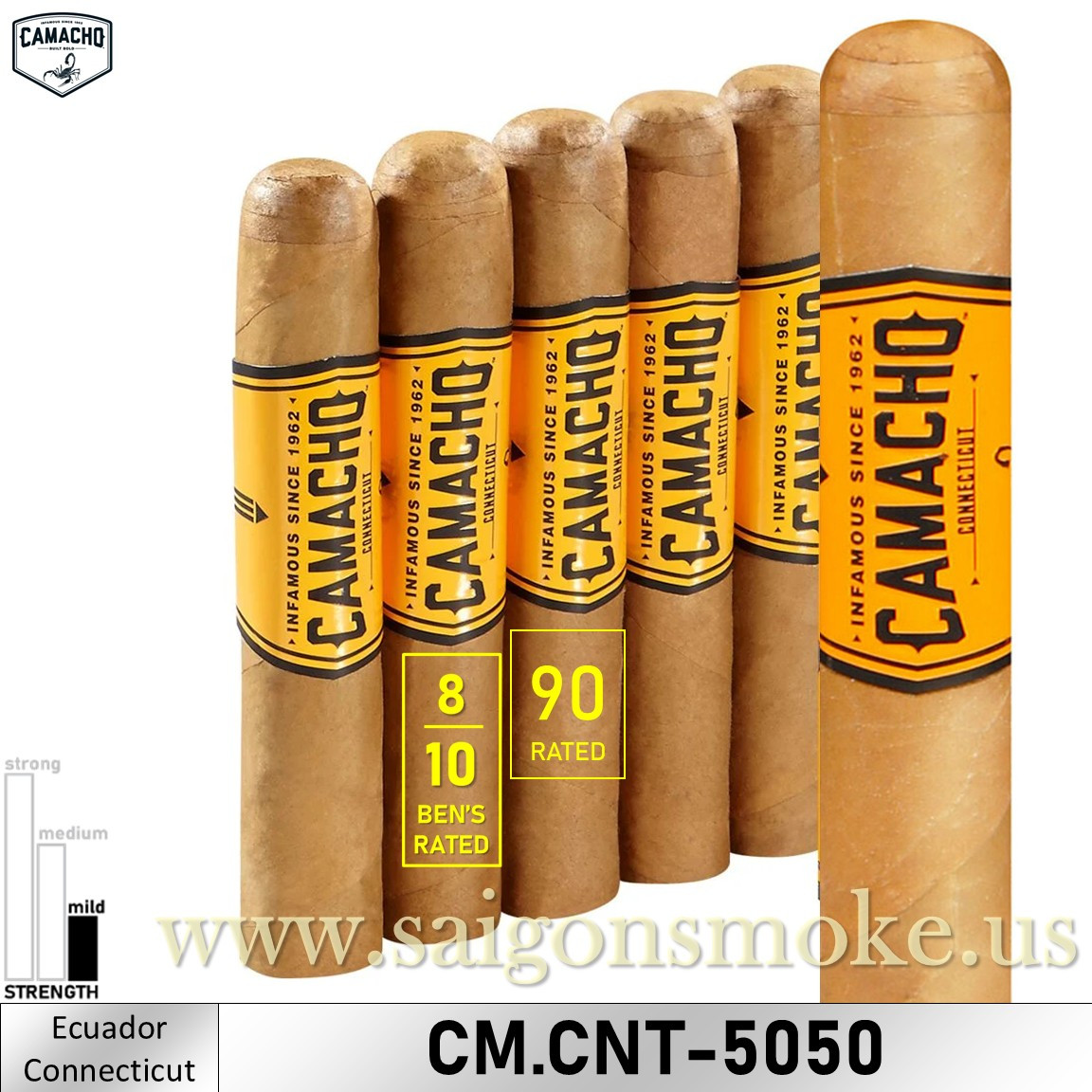Camacho Connecticut Robusto (màu cam) (Gói 5)
