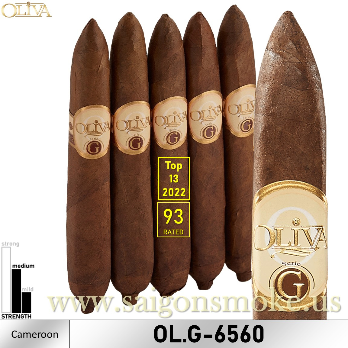 Oliva Serie G Natural Cameroon Figurado 6.5×60 (Gói 5)