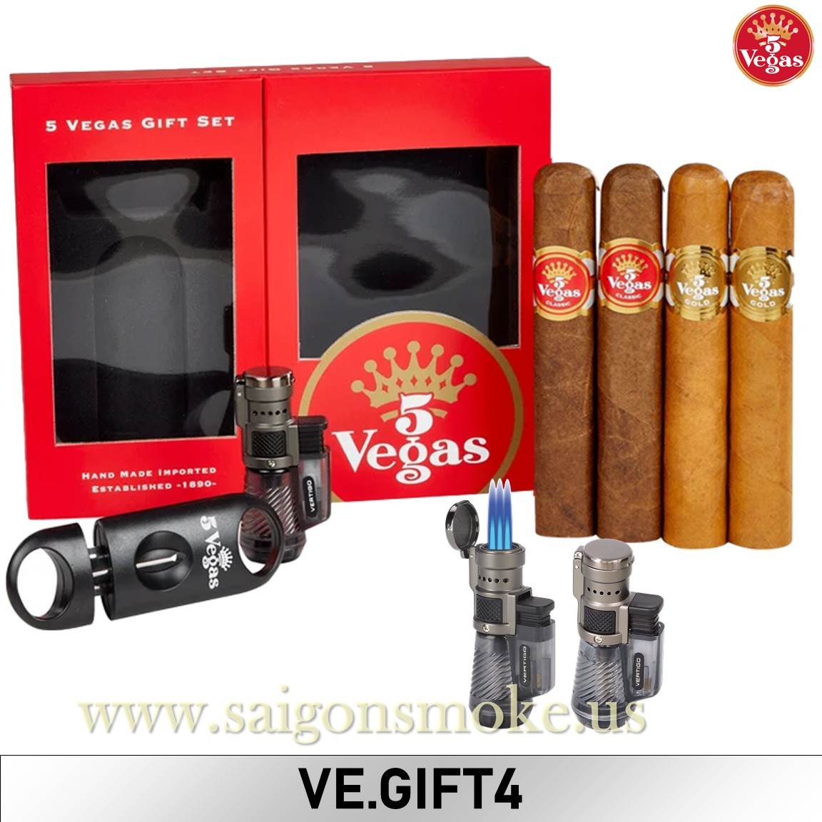 5 Vegas Classic and Gold (Hộp quà 4) + Quẹ Vertigo 3 tia + Cắt 5 Vegas