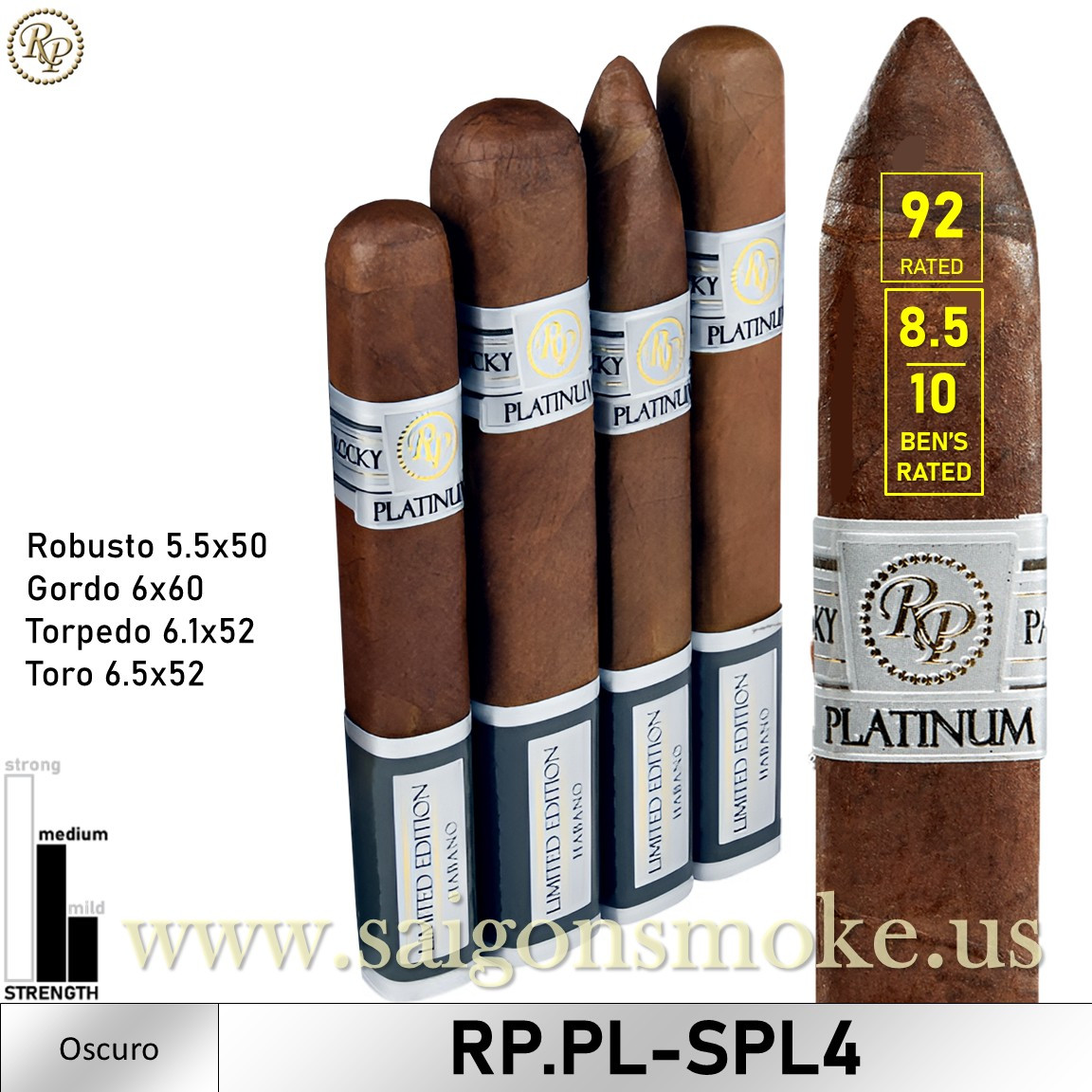 Rocky Patel Platinum Oscuro Tasting Sampler (Gói 4)
